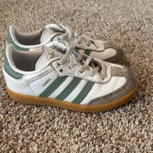 Adidas Samba Kids Sneakers - White and Green with Gum Sole
